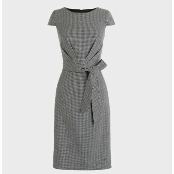 J.Crew Dresses & Skirts - J CREW 365 Linen Blend Dress Size 2 Cap Sleeve Houndstooth Tie Front Sheath